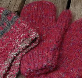 Pletený set čepice+rukavice růžový melír