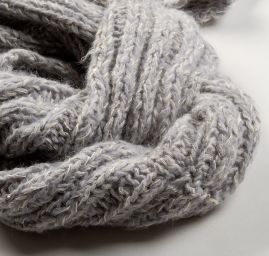 Ručně pletená sada čepice/tunel/návleky sv.šedá