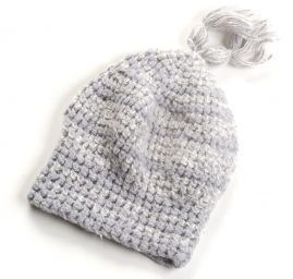 Háčkovaná čepice MarLen střapec sv.šedá