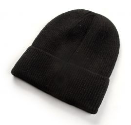 Čepice žebrový ohrnutý lem unisex černá