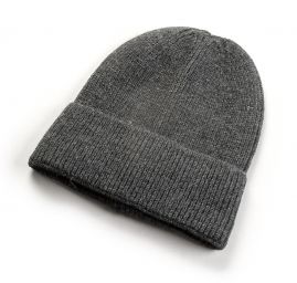 Čepice žebrový vzor ohrnutý lem unisex tm.šedá