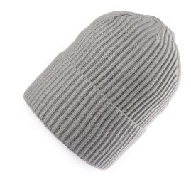 Čepice žebrový vzor ohrnutý lem unisex tm.šedá