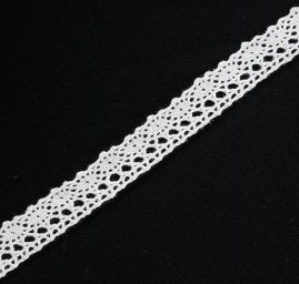 Krajka lem hrubá oválný ornament bavlna bílá