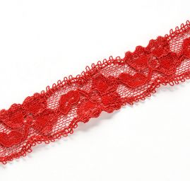 Krajka elastická oboustranná květy červená