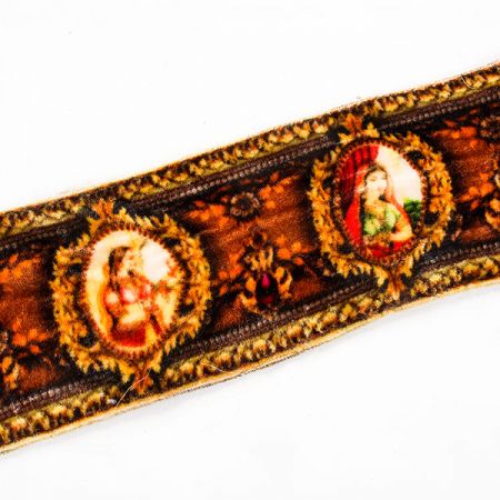 Stuha samet tisk madona rezavohnědá