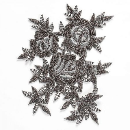 Květinová aplikace růže antracit