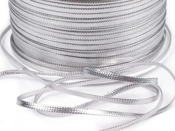 Dutinka leonská s lurexem hladká 2,5mm stříbrná