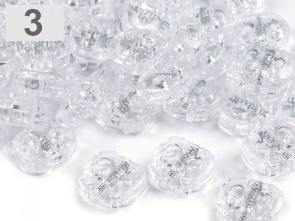 Brzdičky dvoudírkové plast průsvitné 15x15mm