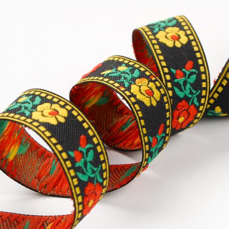 Stuha krojová vyšívaná černožlutá 2cm