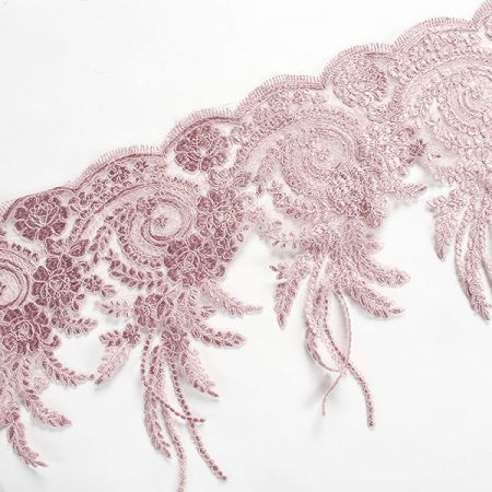 Krajka lem výšivka starorůžová