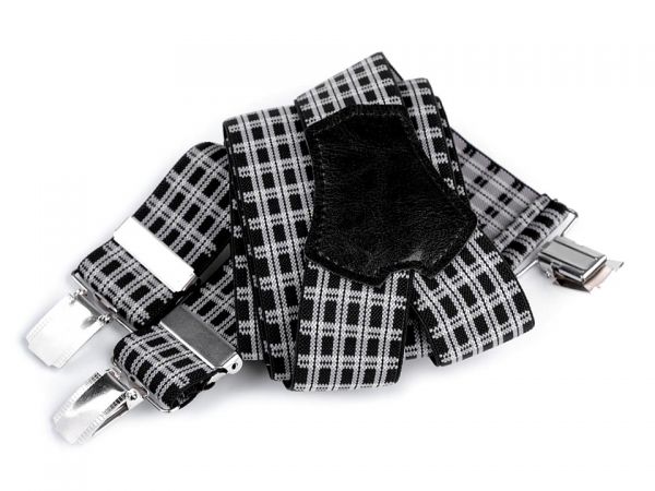 Šle pánské šíře 3,5 cm délka 120cm typ Y černobílá