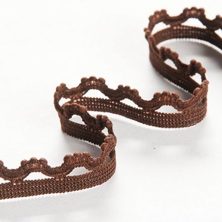 Krajková guma pruženka ozdobná vlnka hnědá
