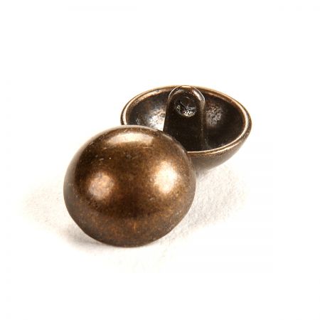 Knoflík kovový půlkulatý staromosaz 15"