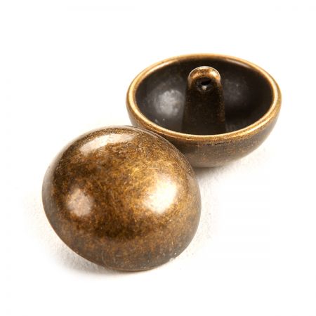 Knoflík kovový půlkulatý staromosaz 25"