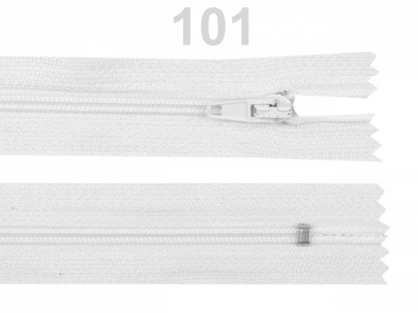 Zip 20 cm spirálový 3mm autlock nekrytý bílý