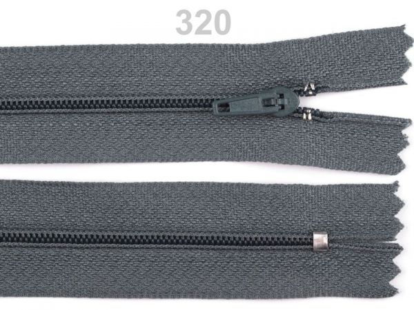 Zip 20 cm spirálový 3mm autlock nekrytý tm.šedý