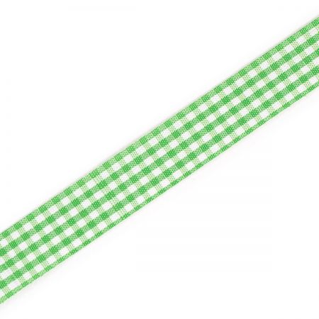 Stuha károvaná 15mm zelenobílá kostka