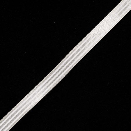 Atlasová stuha krémová bílé proužky 6mm