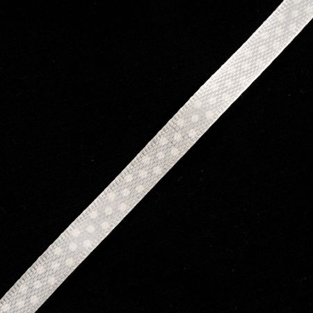 Atlasová stuha krémová bílé puntíky 6mm