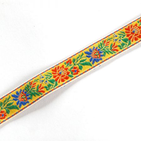 Stuha krojová vyšívaná žlutá 1,5cm