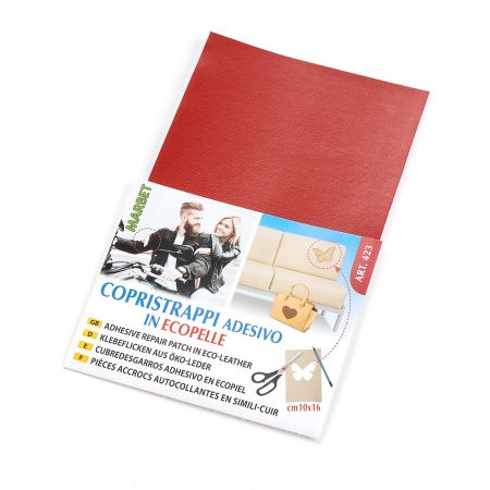 Záplata samolepící imitace kůže 10x16cm červená