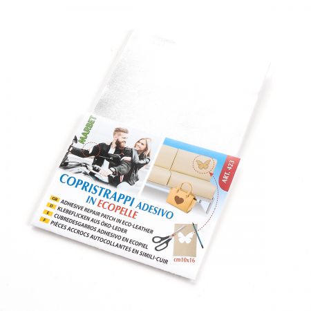 Záplata samolepící imitace kůže 10x16cm stříbrná