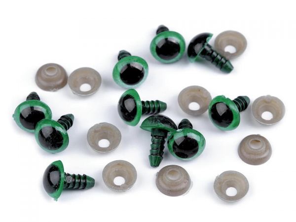 Bezpečnostní oči s pojistkou Ø10 mm  zelené