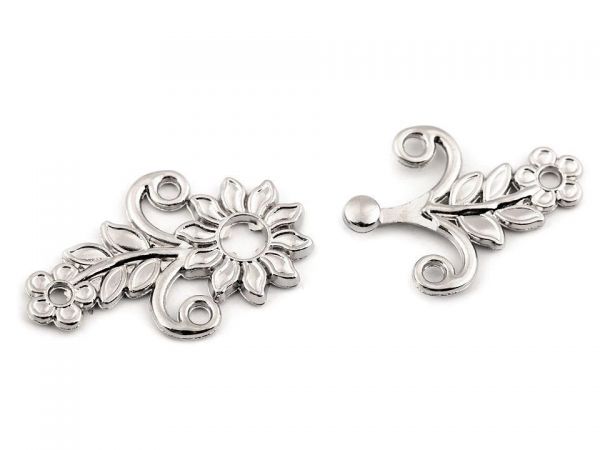 Ozdobné filigránové zapínání nikl stříbrný  20x50mm