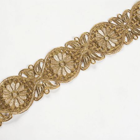 Krajková kovová stuha zlatá