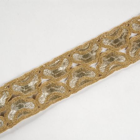 Krajková kovová stuha obloučky sv.zlatá