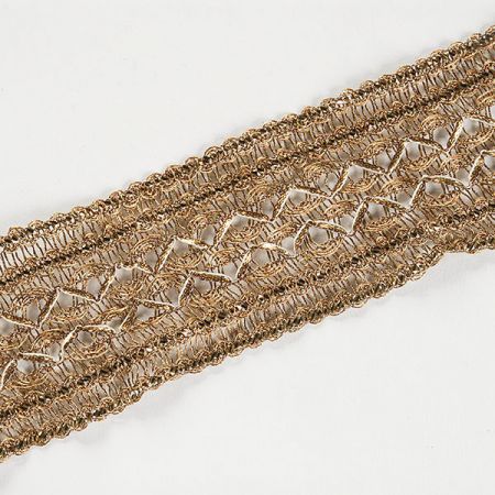 Krajková kovová stuha řetízek starozlatá