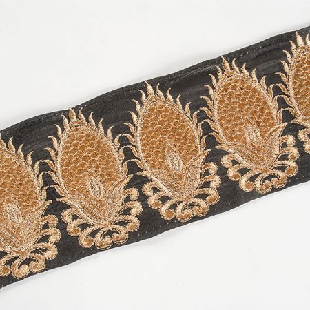 Šantungová stuha velký oválný vzor zlatý II.jakost