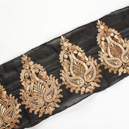 Šantungová stuha ornament zlatý II.jakost