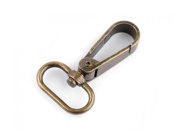 Karabina kov průvlak 25mm staromosaz