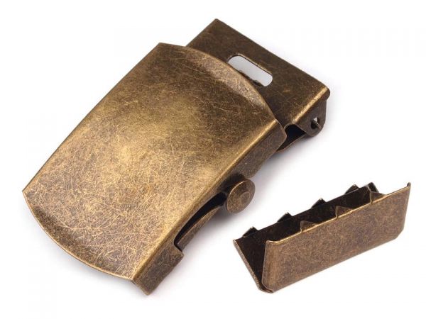 Kovová spona opasková s koncovkou 30mm staromosaz