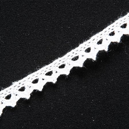 Krajka lem hrubá drobný vlnkový vzor bílá