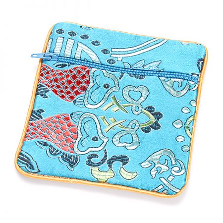 Elegantní brokátová taštička tyrkysová ryby