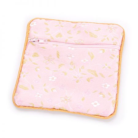 Elegantní brokátová taštička pastel růžová drobné květy