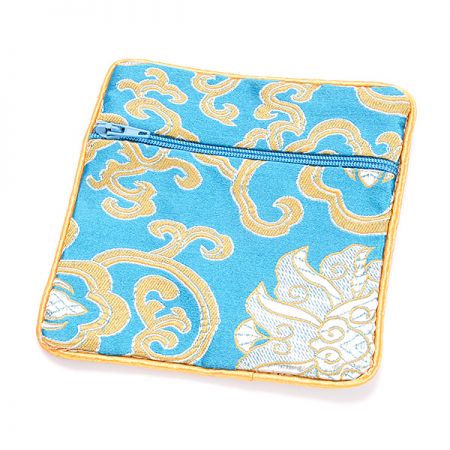 Elegantní brokátová taštička tyrkys ornament