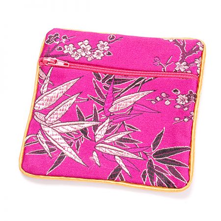 Elegantní brokátová taštička fuchsie květy