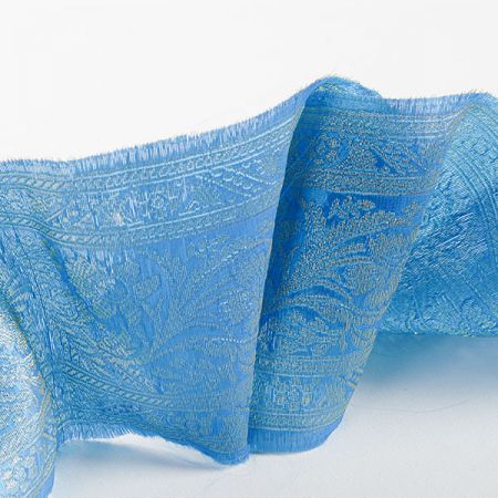 Orientální žakárová porta s kovovým vláknem tyrkys