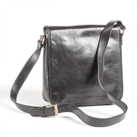 Kožená kabelka čierna pánsky štýl