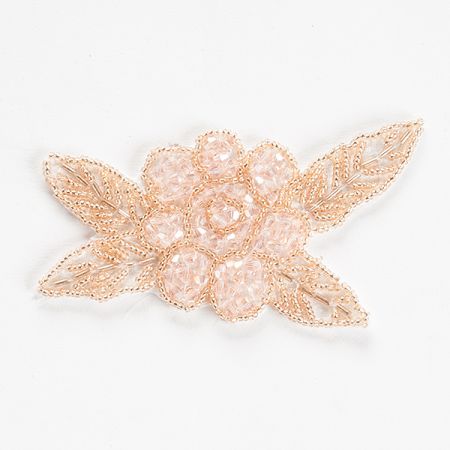 Korálková aplikace květinový motiv zlatá/růžová