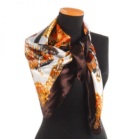 Šátek hedvábí/viskoza tmavě hnědý