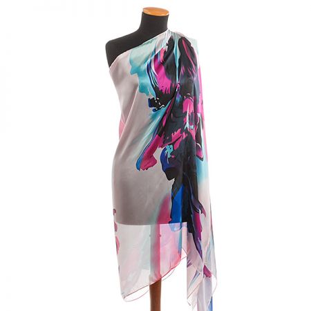 Efektní šála abstraktní květy pastel růžová