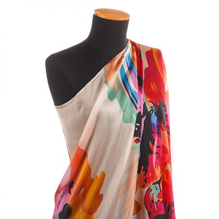 Efektní šála abstraktní květy pastel lososová