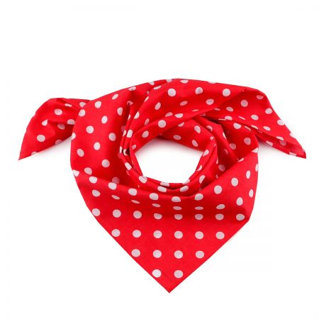 Bavlněný šátek vzor puntík 70×70 cm červená/bílá