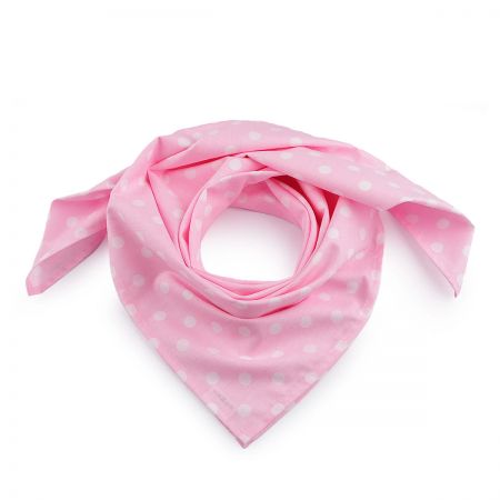 Bavlněný šátek vzor puntík 70×70 cm sv.růžová/bílá