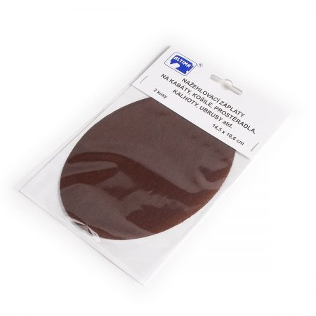 Záplata zažehlovací textilní ovál 14,5×10,6 cm tm.hnědá