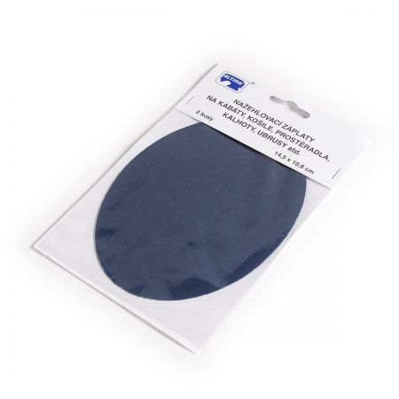 Záplata zažehlovací textilní ovál 14,5×10,6 cm tm.modrá